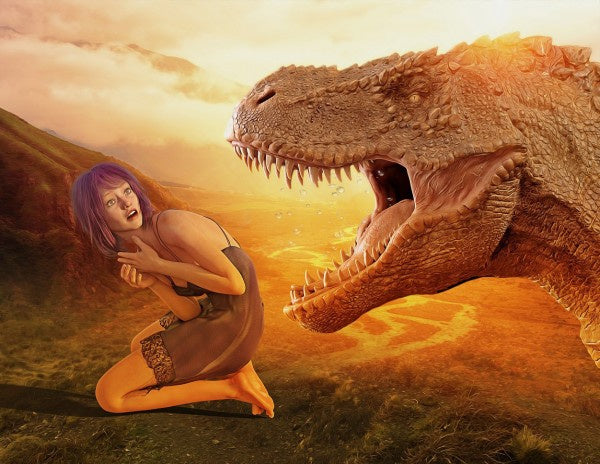 diamond painting dinosaurus 40 x 50 cm oranje 5-delig