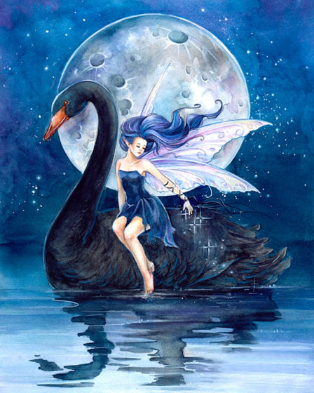 diamond painting fantasie 40 x 30 cm blauw/zwart