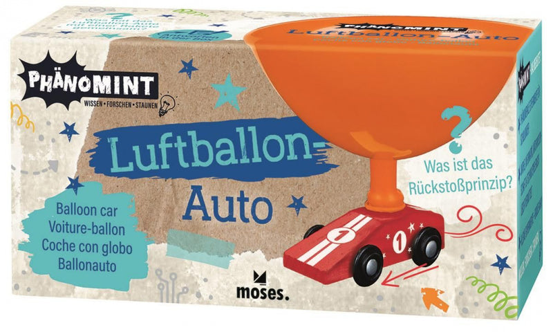 ballonauto PhänoMINT 10,8 cm hout/latex rood 5-delig