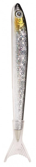 balpen Cook & Style glittervis 14 cm zwart/goud/wit