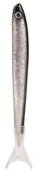 balpen Cook & Style glittervis 14 cm zwart/wit