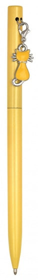balpen kat met hanger geel 13 cm