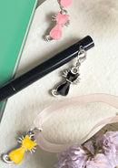 balpen kat met hanger geel 13 cm