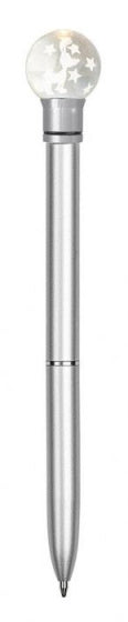 balpen met lichtgevend rendier 14,5 cm zilver