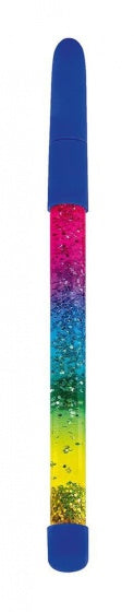 balpen regenboog glitter donkerblauw 19,5 cm