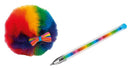Balpen regenboog met pompom 14 cm