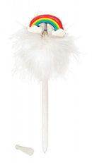 balpen regenboog pompom 15 cm wit