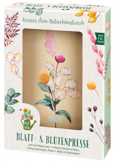 blad- en bloemenpers junior 21 cm hout naturel 22-delig