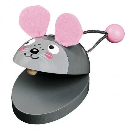 castagnetten Muis 6,8 x 5 cm hout grijs/roze