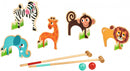croquetgolfspel Dierenvriendjes 42 cm hout naturel 9-delig
