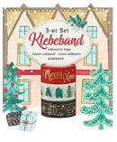 decoratietape Kerst 15 mm papier 500 cm rood/zwart/goud