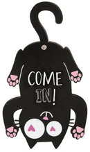 deurhanger Ed the cat 25 cm hout zwart