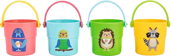 emmer gaatjesbodem 7,3 cm blauw/geel/groen/roze 4 stuks