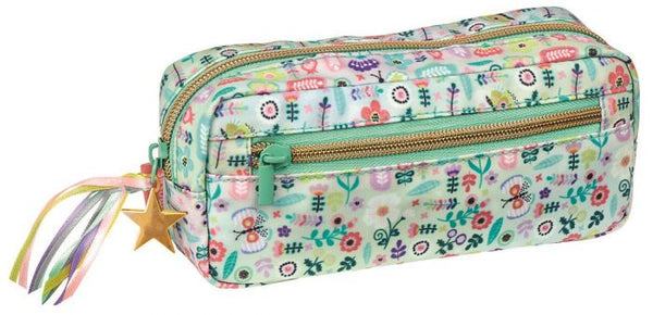 etui flowers meisjes 19 cm katoen groen