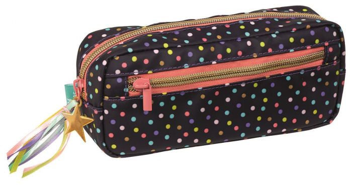etui stippen meisjes 19 cm katoen zwart