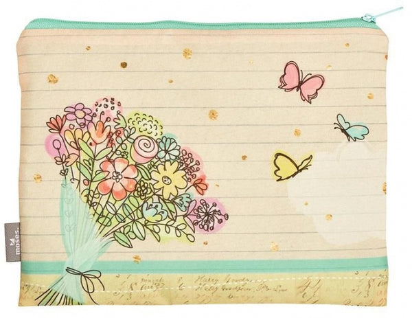 etui Voorjaarsbloemen 22,5 x 16,5 cm beige