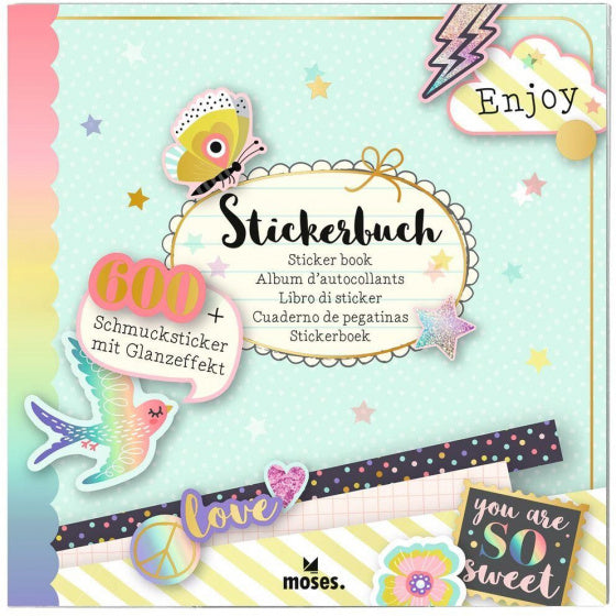 stickerboek Flowers & Friends 17 cm mintgroen 600 stickers