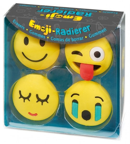 gummen Emoticons 4 stuks 3 cm geel