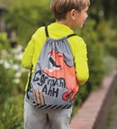 gymtas Dino junior 39 x 34 cm polyester grijs/oranje