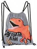 gymtas Dino junior 39 x 34 cm polyester grijs/oranje
