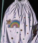 gymtas Flowers & Friends 34 cm reflectie polyester grijs