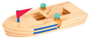 houten boot 15,5 cm blank met rode vlag