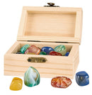 houten piratenschatkist met mineralen 9 cm