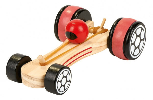 houten raceauto pull back 17 cm blank