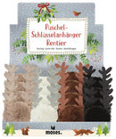 sleutelhanger Kerst rendier pluche 9,5 x 7 cm zwart