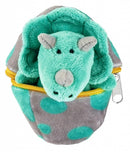 knuffel dino in ei blauw/grijs 9 cm