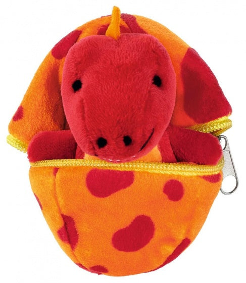 knuffel dino in ei oranje/rood 9 cm