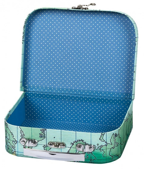 speelgoedkoffer met ansichtkaart 20 x 15 cm groen/blauw