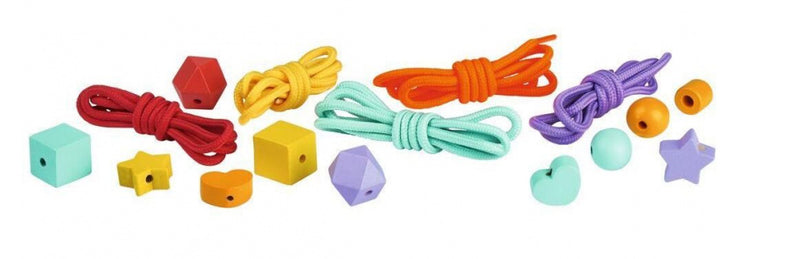 kralenset met touw junior 1,4 x 2,4 cm hout 80-delig