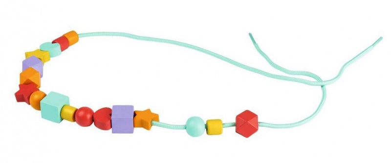 kralenset met touw junior 1,4 x 2,4 cm hout 80-delig