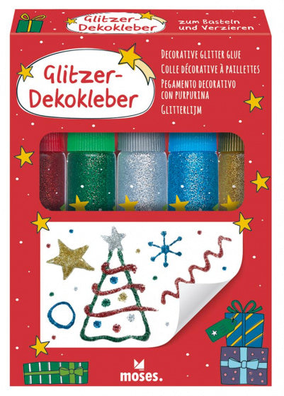 lijmstiften glitter junior 7,5 cm 10 ml 5-delig