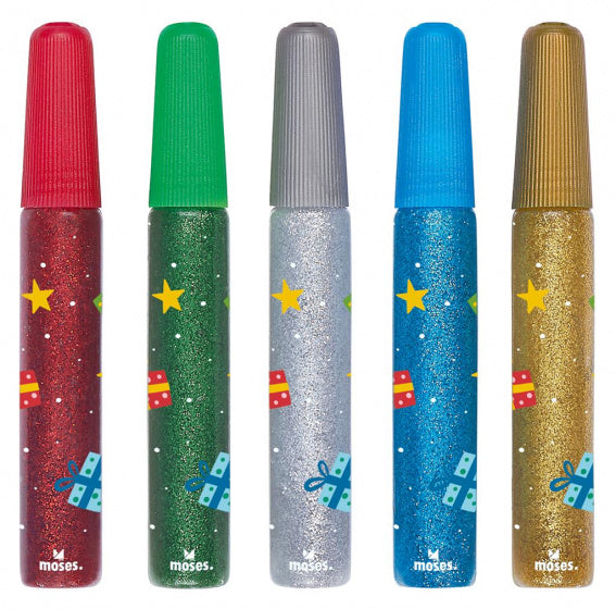 lijmstiften glitter junior 7,5 cm 10 ml 5-delig