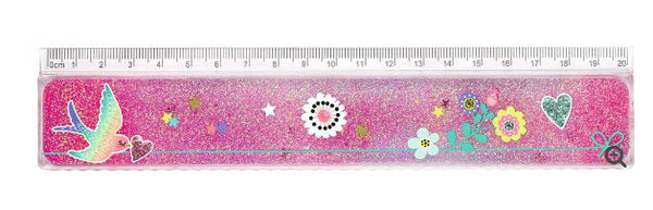 liniaal glitter meisjes 20 cm roze