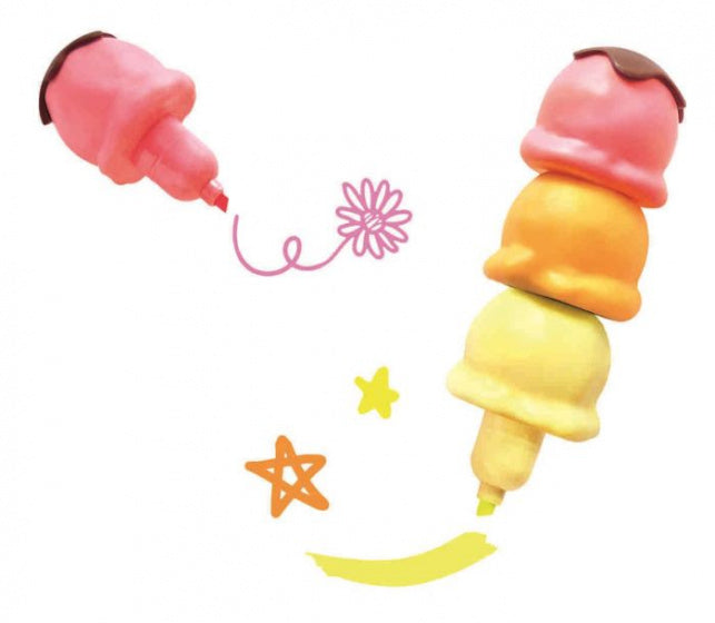 markeerstiften Be happy ijsbollen junior geel 3-delig