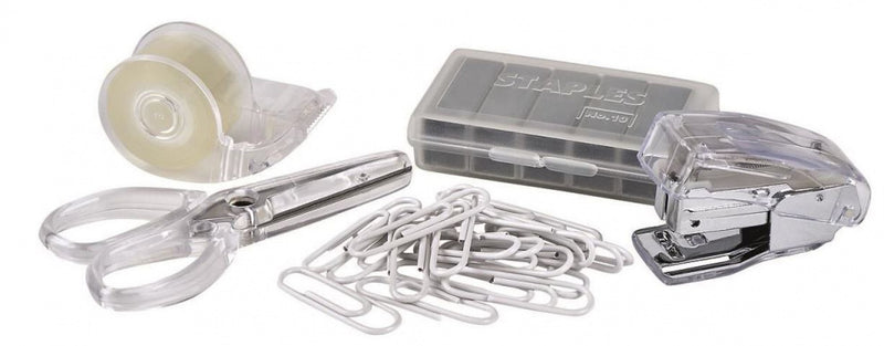 mini-bureaubox strepen staal geel/blauw/wit 7-delig