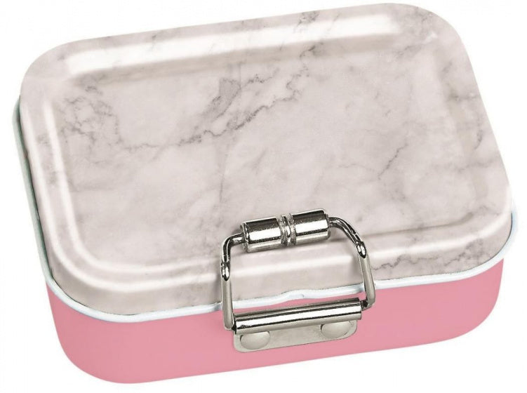 mini-bureaubox strepen staal grijs/roze/wit 7-delig