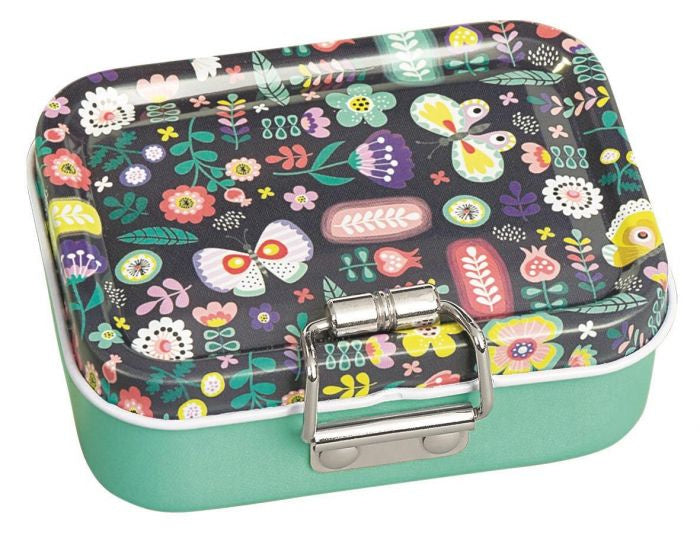 mini-burobox bloemen meisjes staal groen/zwart 7-delig