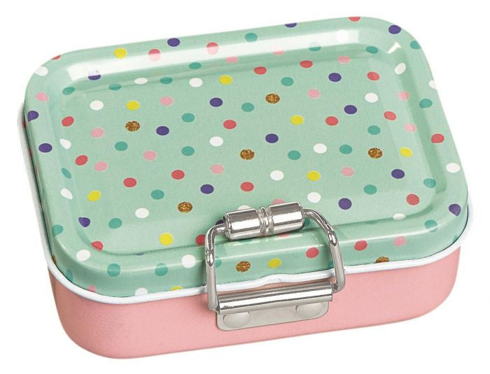 mini-burobox stippen meisjes staal roze/groen 7-delig