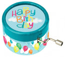 muziekdoosje Happy Birthday 6 cm blauw