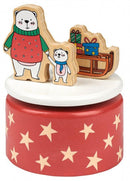 muziekdoosje Kerstvriendjes 10 x 7,6 cm hout rood/wit