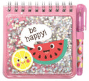 notitieblokje Be happy junior 9,5 x 9 cm roze 70 pagina's