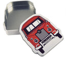 opbergblik Bus junior 8,5 x 9,5 x 2 cm staal rood/wit