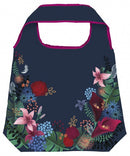 opvouwbare boodschappentas Bloemen 10 liter donkerblauw