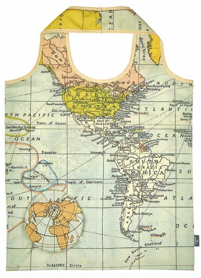 opvouwbare boodschappentas wereldkaart 9 liter groen
