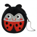 portemonnee lieveheersbeestje 6,5 cm pluche zwart/rood