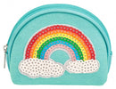 portemonnee regenboog pailletten blauw 11 cm